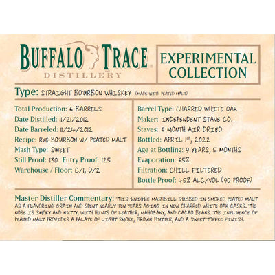 Buffalo Trace Experimental Collection Peated Bourbon - Goro's Liquor