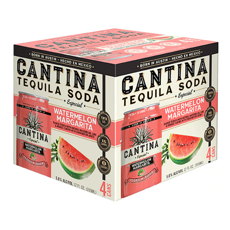 Cantina Watermelon Margarita Tequila Soda 4pk - Goro&