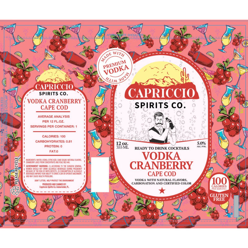 Capriccio Vodka Cranberry Cape Cod Canned Cocktail 6PK - Goro&