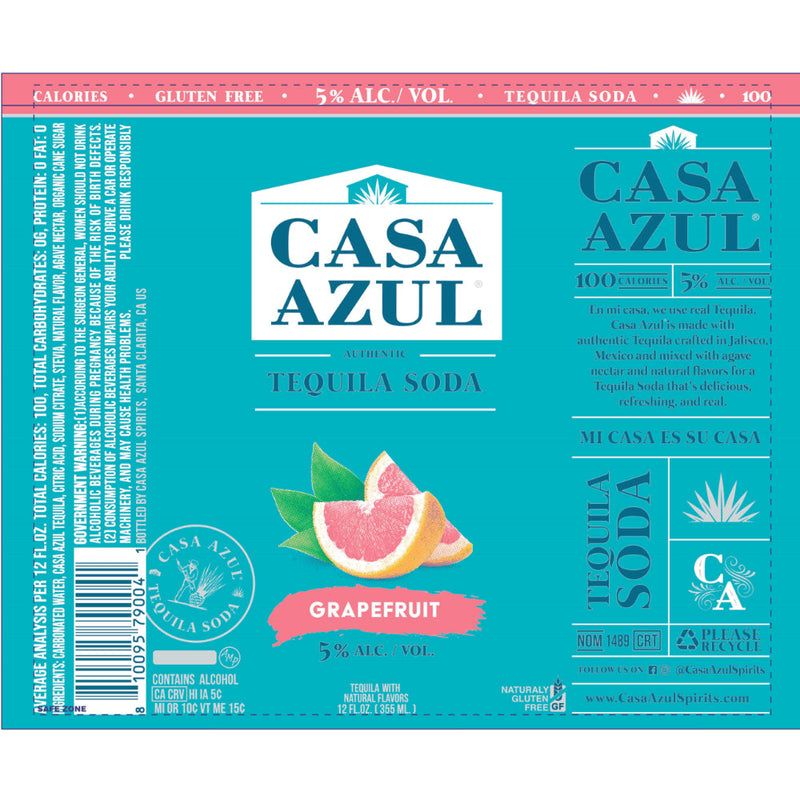 Casa Azul Grapefruit Tequila Soda 4pk - Goro&