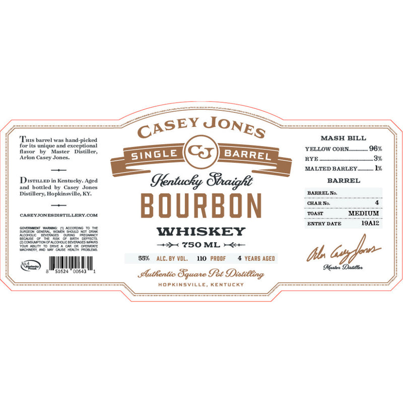 Casey Jones 4 Year Old Single Barrel Kentucky Straight Bourbon - Goro&