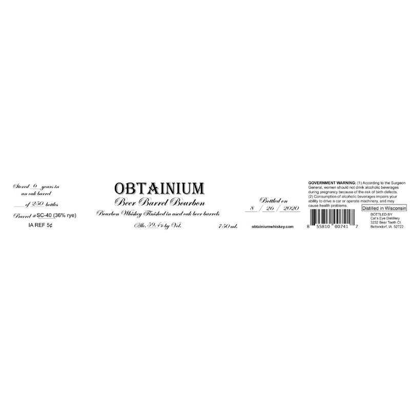 Cat’s Eye Distillery Obtainium 6 Year Beer Barrel Bourbon - Goro&