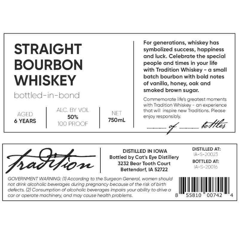 Cat’s Eye Distillery Tradition Bottled in Bond Straight Bourbon - Goro&