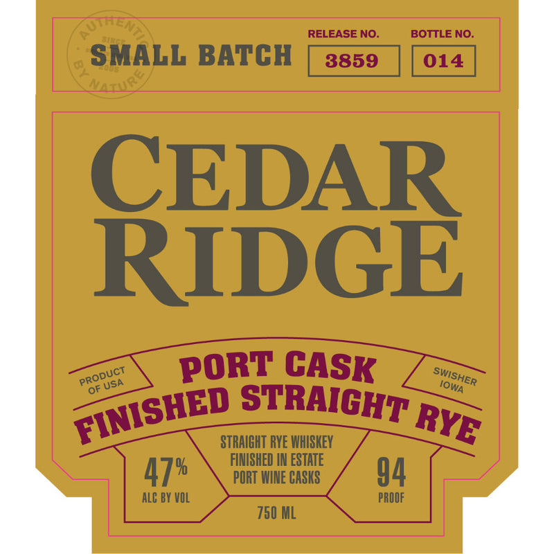 Cedar Ridge Port Cask Finished Straight Rye - Goro&