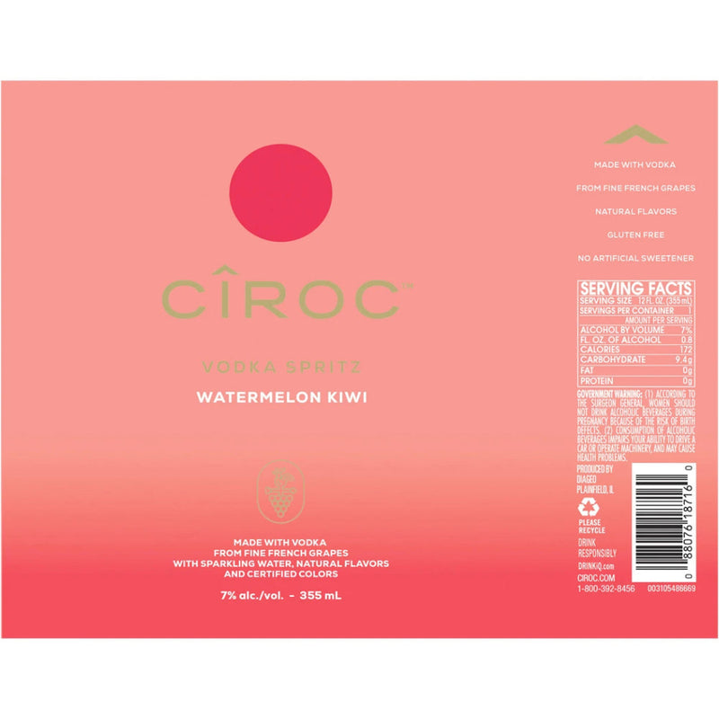 Ciroc Vodka Spritz Watermelon Kiwi 4PK Cans - Goro&