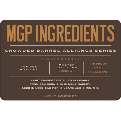 Crowded Barrel Alliance Series MGP Ingredients Light Whiskey - Goro's Liquor