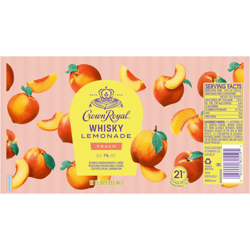 Crown Royal Whisky Lemonade Peach Canned Cocktail - Goro&