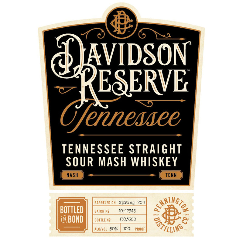 Davidson Reserve Bottled in Bond Straight Sour Mash Whiskey - Goro&