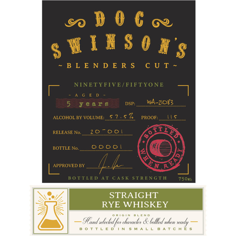 Doc Swinson’s Blenders Cut Ninetyfive/Fiftyone Straight Rye - Goro&