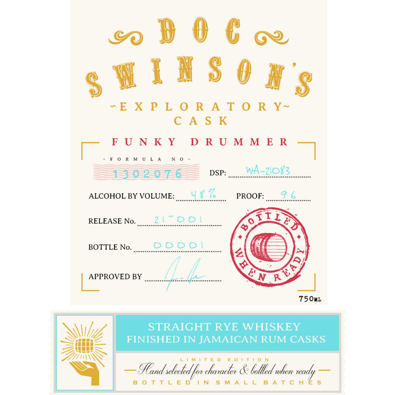 Doc Swinson’s Exploratory Cask Funky Drummer Straight Rye - Goro&