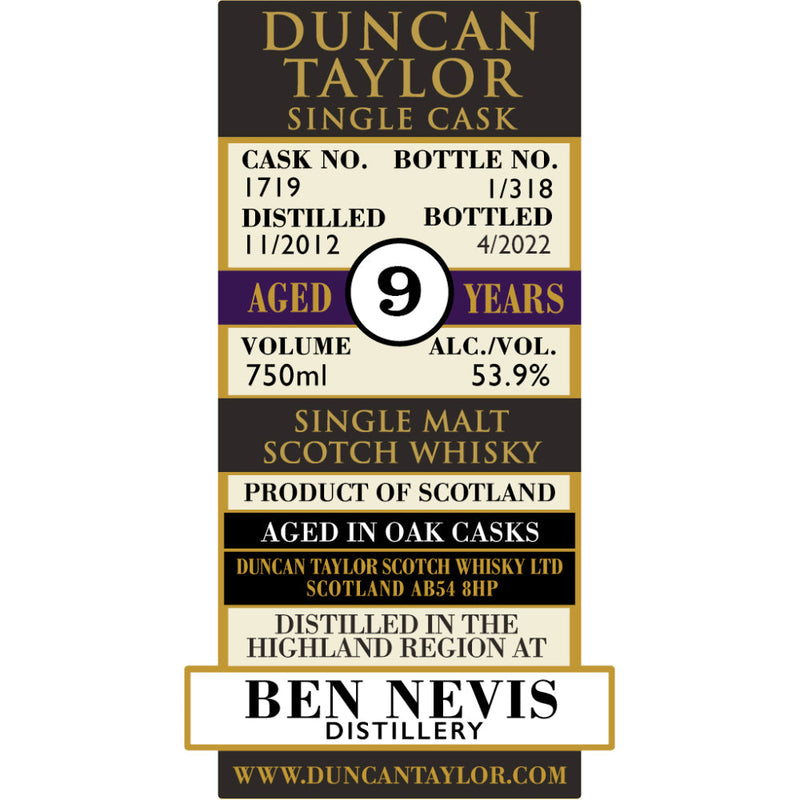 Duncan Taylor Single Cask 9 Year Old Ben Nevis - Goro&