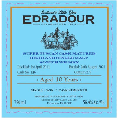 Edradour Distillery 10 Year Old Super Tuscan Cask Matured Scotch - Goro's Liquor