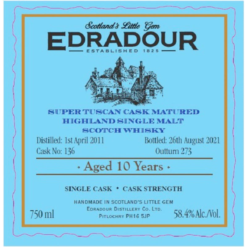 Edradour Distillery 10 Year Old Super Tuscan Cask Matured Scotch - Goro&