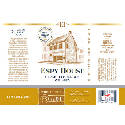 Espy House Founder’s Select No. 01 Straight Bourbon - Goro's Liquor
