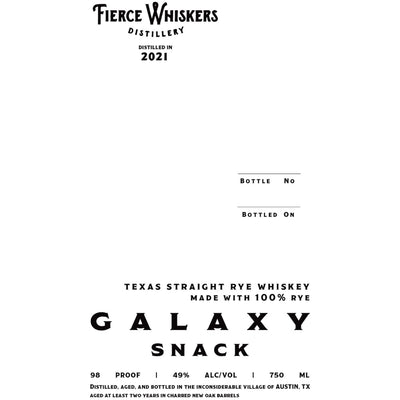 Fierce Whiskers Galaxy Snack Straight Rye - Goro's Liquor