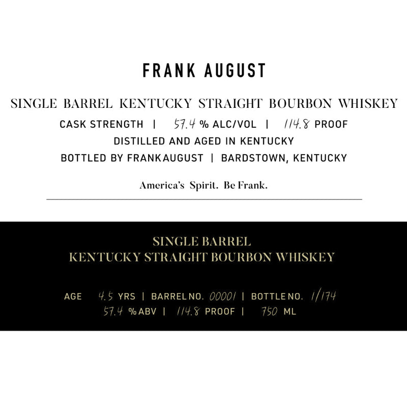 Frank August 4.5 Year Old Single Barrel Bourbon - Goro&