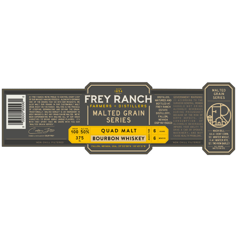 Frey Ranch Malted Grain Series Quad Malt Bourbon Whiskey 375mL - Goro&