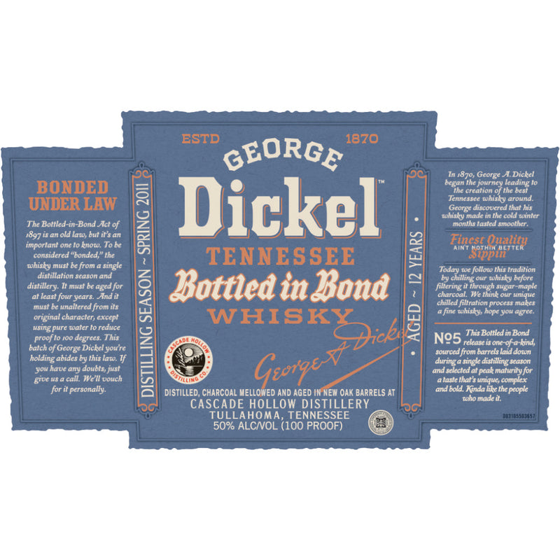 George Dickel 12 Year Old Bottled in Bond Tennessee Whisky - Goro&