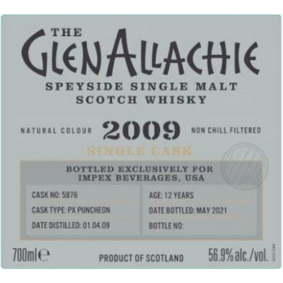 GlenAllachie 2009 12 Year Old PX Puncheon Single Cask #5876 - Goro's Liquor