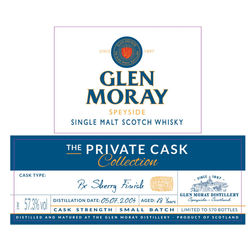 Glen Moray 18 Year Old The Private Cask Collection PX Sherry Finish - Goro&
