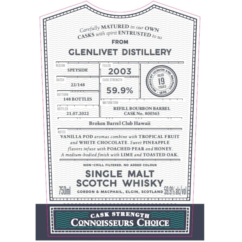 Gordon & MacPhail Glenlivet 19 Year Old Connoisseurs Choice - Goro&