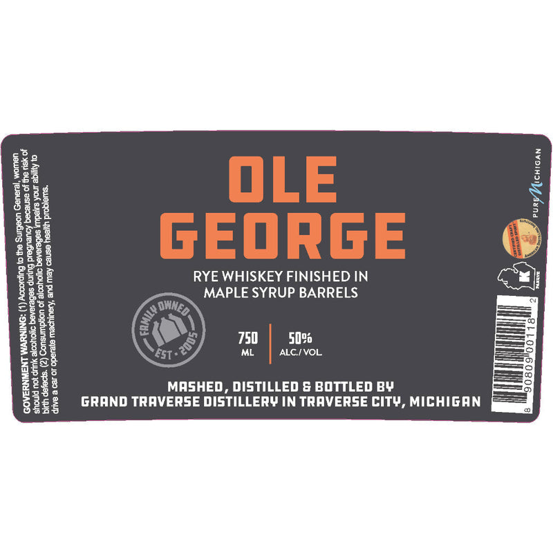 Grand Traverse Distillery Ole George Rye Whiskey - Goro&