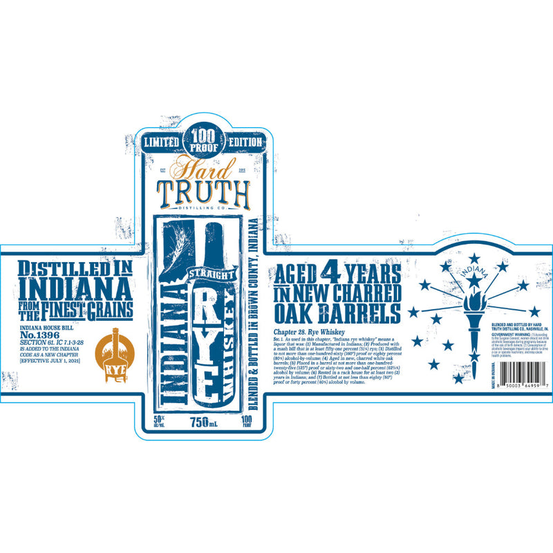 Hard Truth 100 Proof Indiana Straight Rye Limited Edition - Goro&