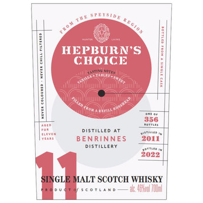 Hepburn’s Choice 11 Year Old Benrinnes Single Malt Scotch - Goro's Liquor