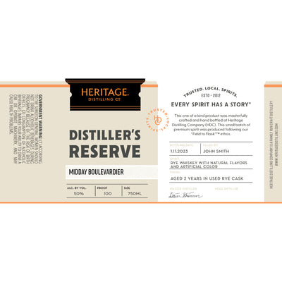 Heritage Distilling Distiller’s Reserve Midday Boulevardier Rye Whiskey - Goro's Liquor