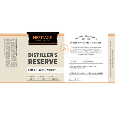 Heritage Distilling Distiller’s Reserve Orange Flavored Whiskey - Goro's Liquor