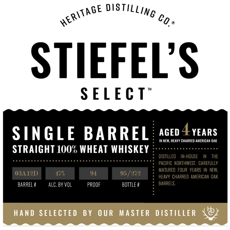 Heritage Distilling Stiefel’s Select 100% Straight Wheat Whiskey - Goro&