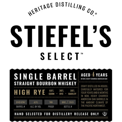 Heritage Distilling Stiefel’s Select High Rye Straight Bourbon - Goro's Liquor