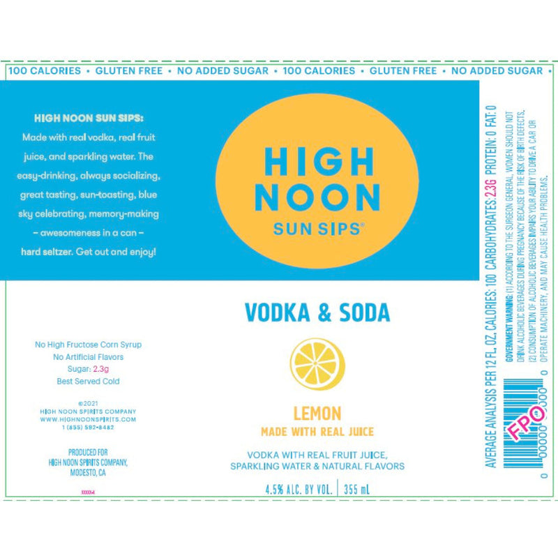 High Noon Lemon 4 Pack - Goro&