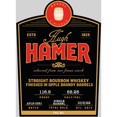 Hugh Hamer Single Barrel Bourbon Finished in Apple Brandy Barrels - Goro's Liquor