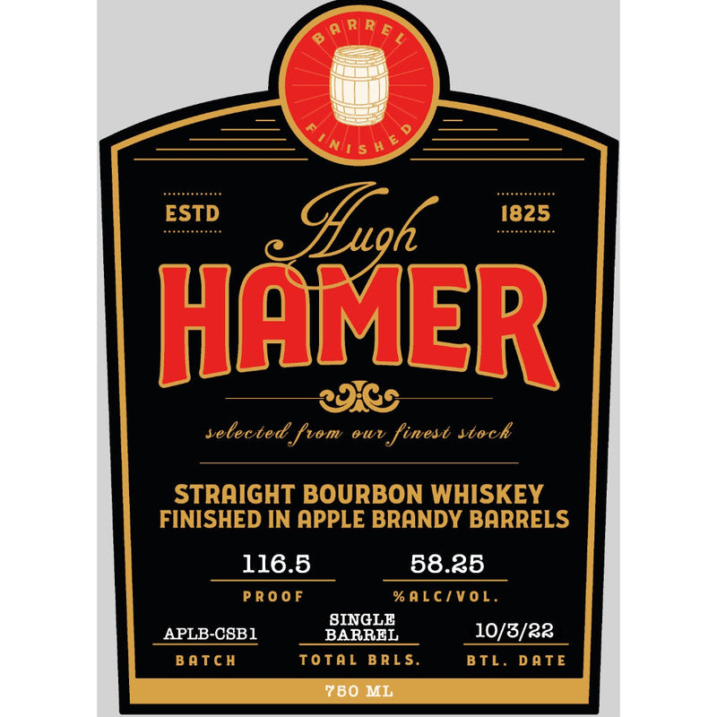 Hugh Hamer Single Barrel Bourbon Finished in Apple Brandy Barrels - Goro&