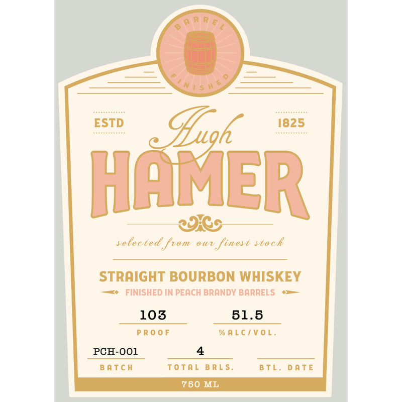 Hugh Hamer Straight Bourbon Finished In Peach Brandy Barrels - Goro&