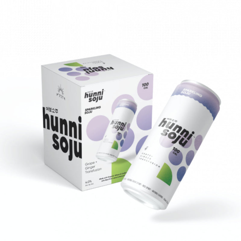 Hunni Soju Grape + Ginger Transfusion Sparkling Soju 4pk - Goro&