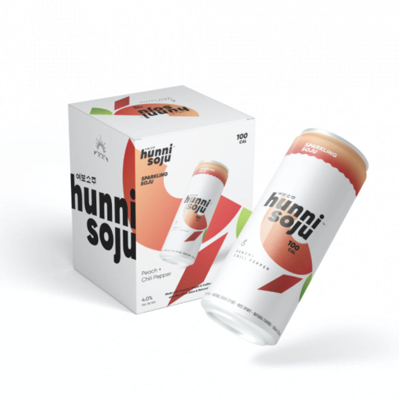 Hunni Soju Peach + Chili Pepper Sparkling Soju 4pk - Goro&
