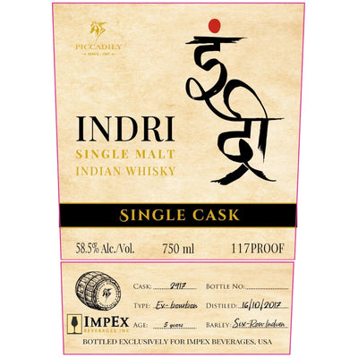 Indri Single Cask Single Malt Indian Whisky - Goro's Liquor