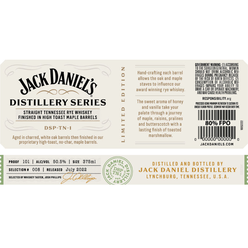 Jack Daniel’s Distillery Series Rye Finished in High Toast Maple Barrels - Goro&