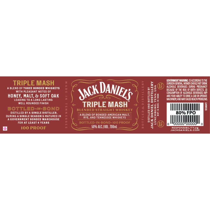 Jack Daniel’s Triple Mash Bottled in Bond Blended Straight Whiskey (1 Liter) - Goro&
