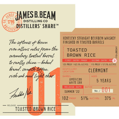 James B. Beam Distillers Share Toasted Brown Rice Bourbon - Goro's Liquor