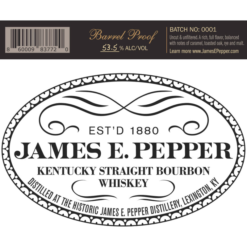 James E. Pepper Barrel Proof Kentucky Straight Bourbon - Goro&