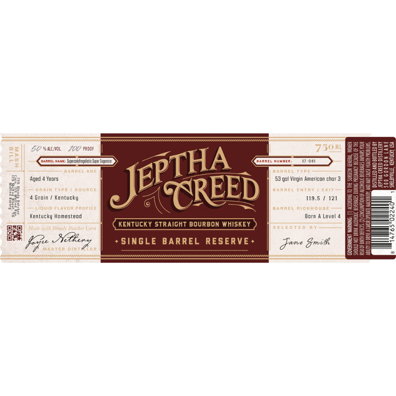 Jeptha Creed Single Barrel Reserve Kentucky Straight Bourbon - Goro&