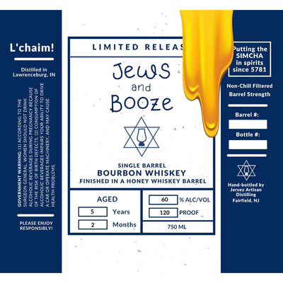 Jews and Booze Honey Whiskey Barrel Finished Bourbon - Goro's Liquor