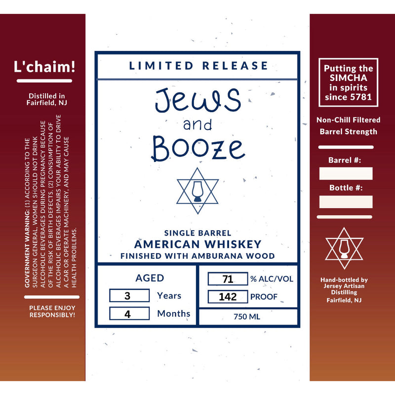 Jews and Booze Single Barrel American Whiskey Finished With Amburana Wood - Goro&