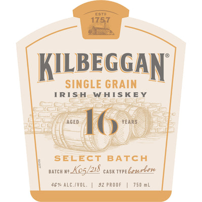 Kilbeggan Single Grain 16 Year Old Irish Whiskey - Goro's Liquor