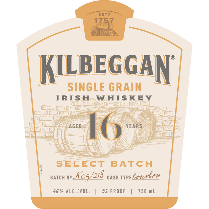 Kilbeggan Single Grain 16 Year Old Irish Whiskey - Goro&