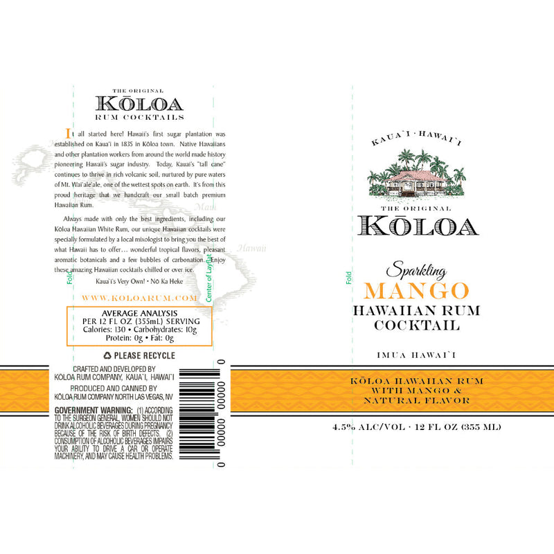 Kōloa Sparkling Mango Hawaiian Rum Cocktail 4pk - Goro&