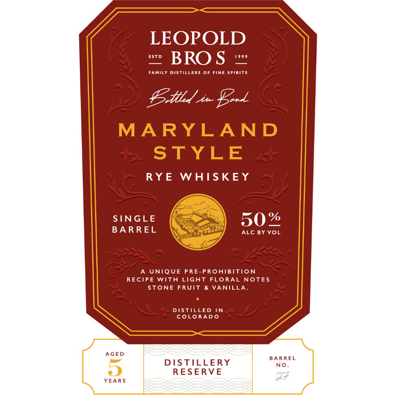 Leopold Bros Distillery Reserve Maryland Style Rye - Goro&